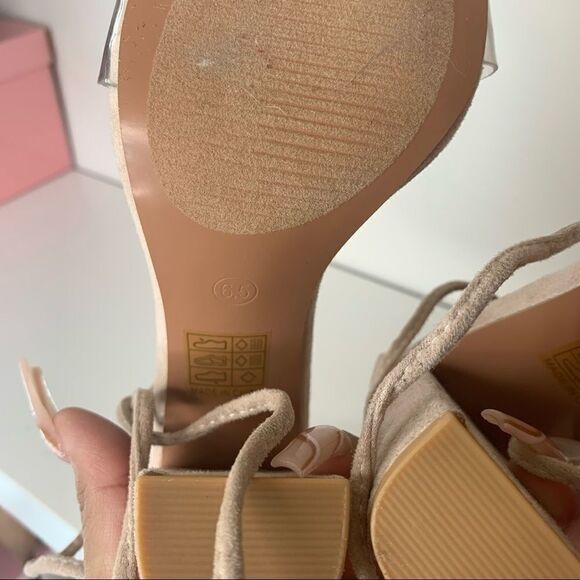 Nude Tie up block heels - Picture 5 of 6